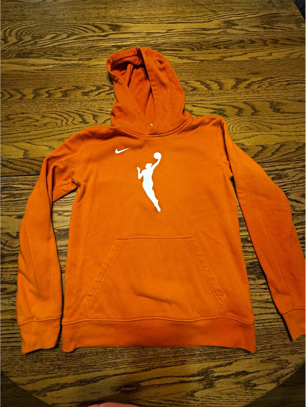 Nike Girls L Orange Fleece Hoodie Pullover Kangaroo Pocket Basketball Logo